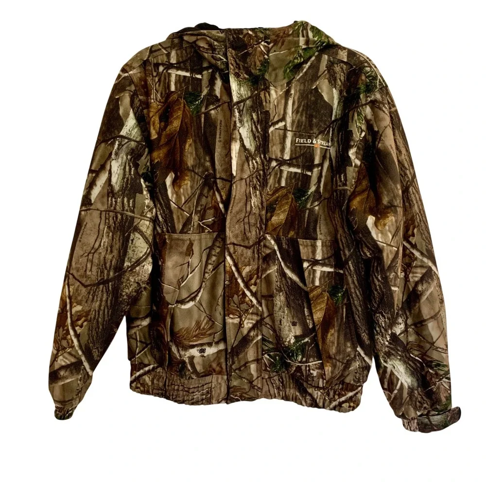 Field &‎ Stream Boys Medium Camo Jacket Hooded Realtree Quilted Hunting